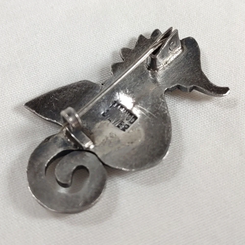 Vintage 1930's-40's Mexico Silver Seahorse Brooch